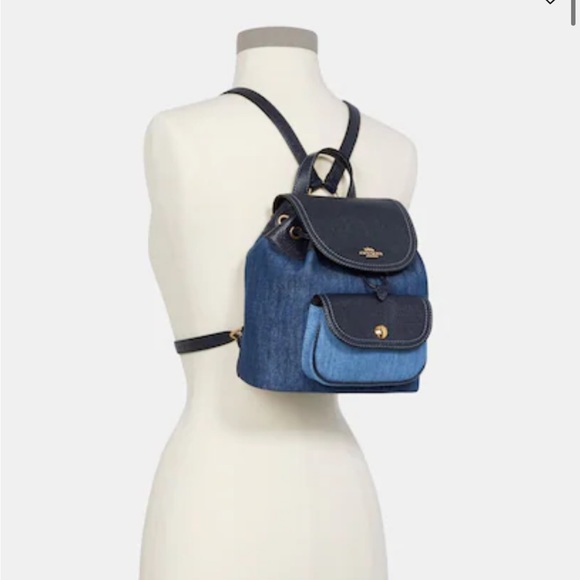 Coach Bags Coach Pennie Denim Backpack 22 Leather Trim Poshmark